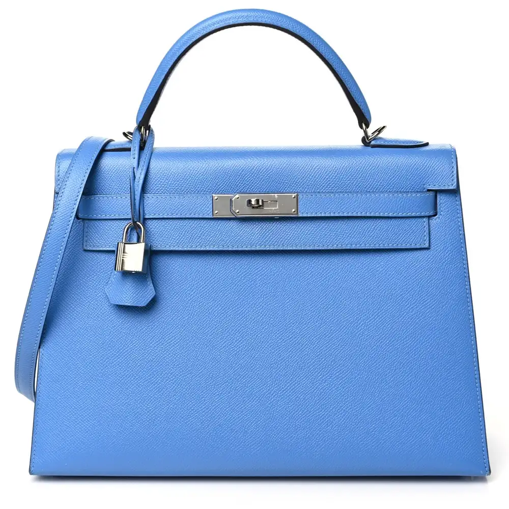 Hermes Kelly 32 Bag in Epsom Bleu Paradis