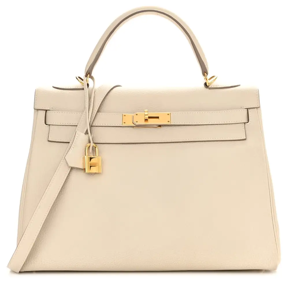 Hermes Kelly 32 Bag in Togo Craie
