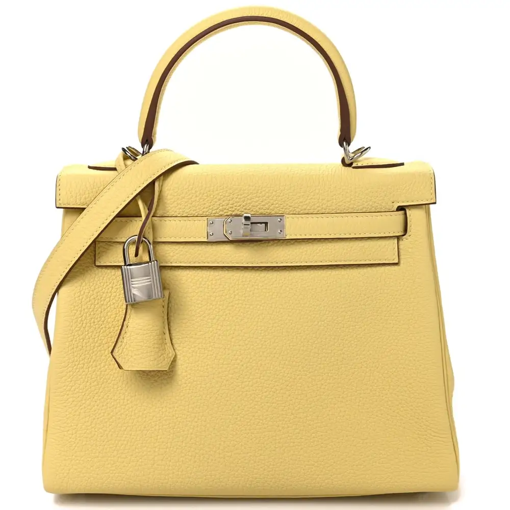 Hermes Kelly Retourne 25 Bag in Togo Jaune Poussin