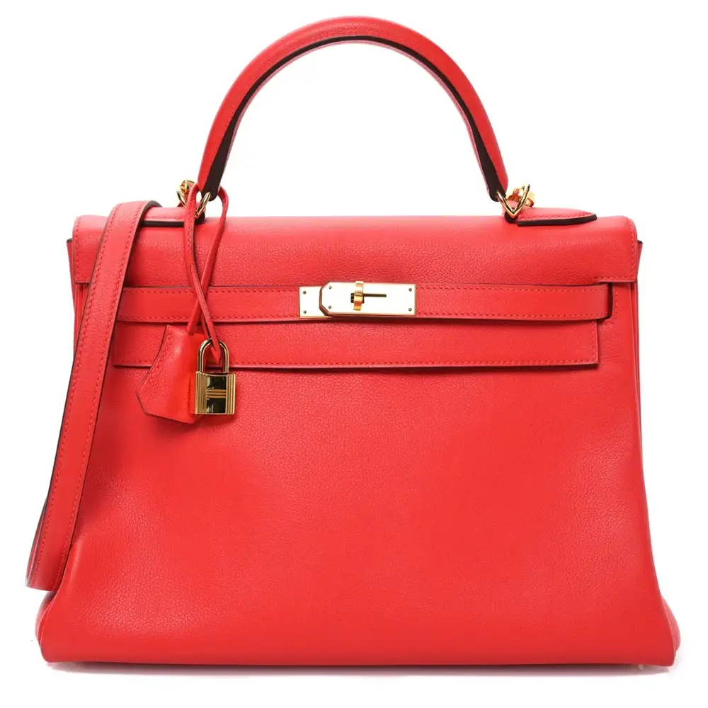 Hermes Kelly Retourne 32 Bag in Evercolor Rouge Tomate