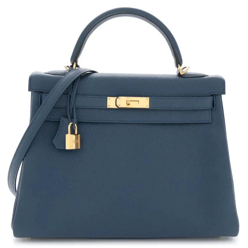 Hermes Kelly Retourne 32 Bag in Togo Bleu Saphir