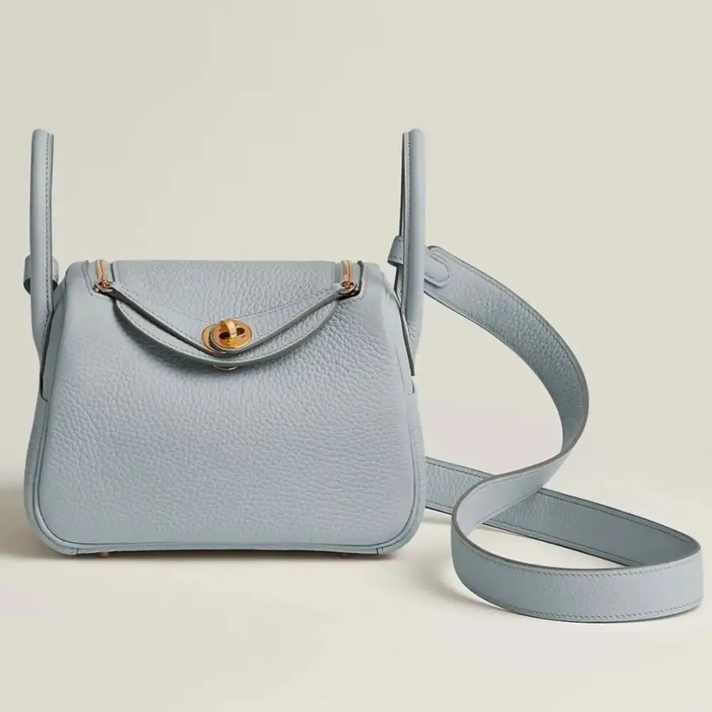 Hermes Lindy Mini Bag in Clemence Bleu Pâle