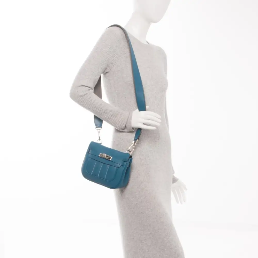 Hermes Mini Berline 21 Bag in Swift Bleu Thalassa Model shots 2