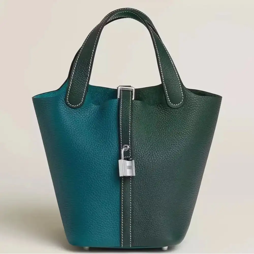Hermes Picotin Lock 18 Bag in Clemence Vert Cyprès Vert Bosphore