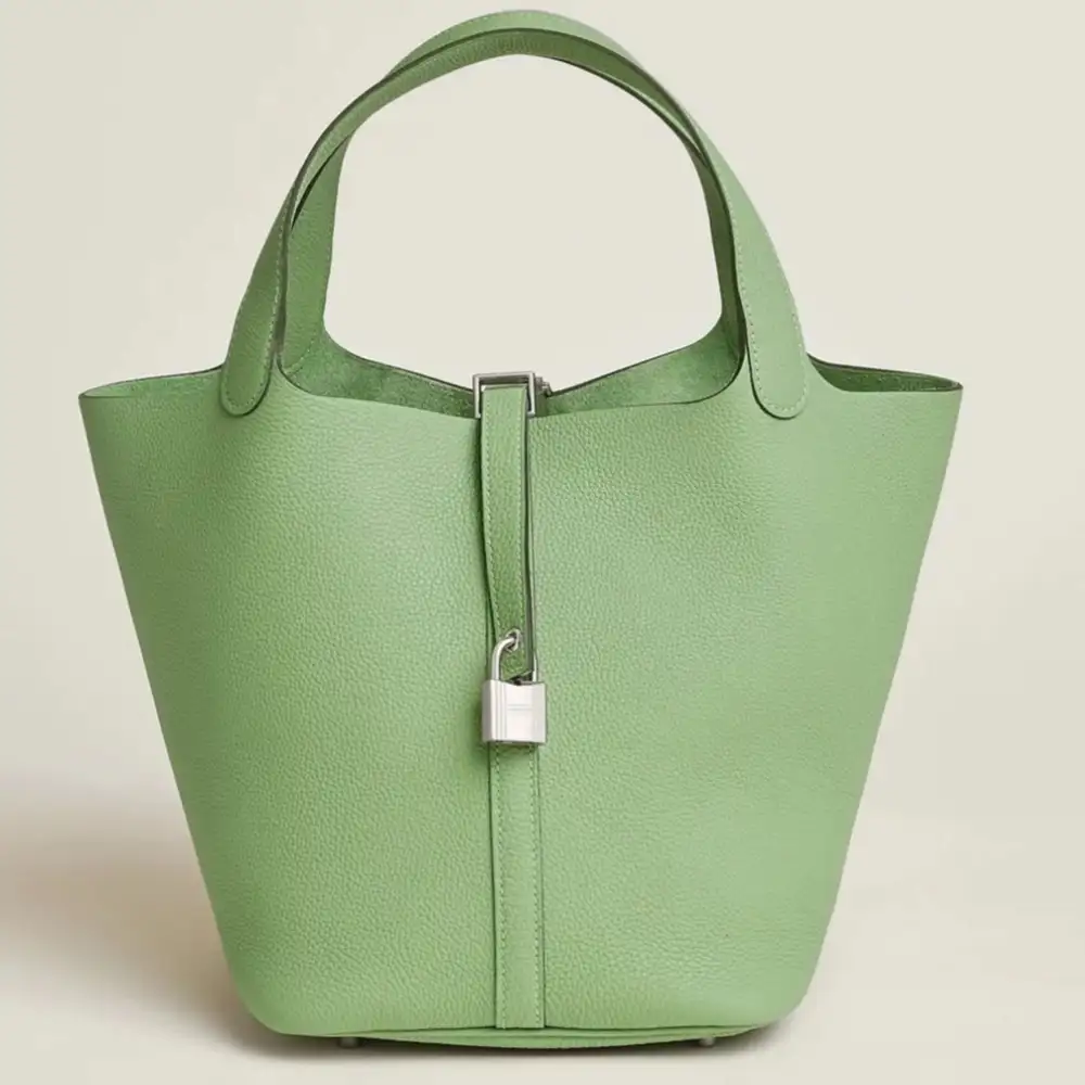 Hermes Picotin Lock 22 Bag in Clemence Vert Criquet Maurice