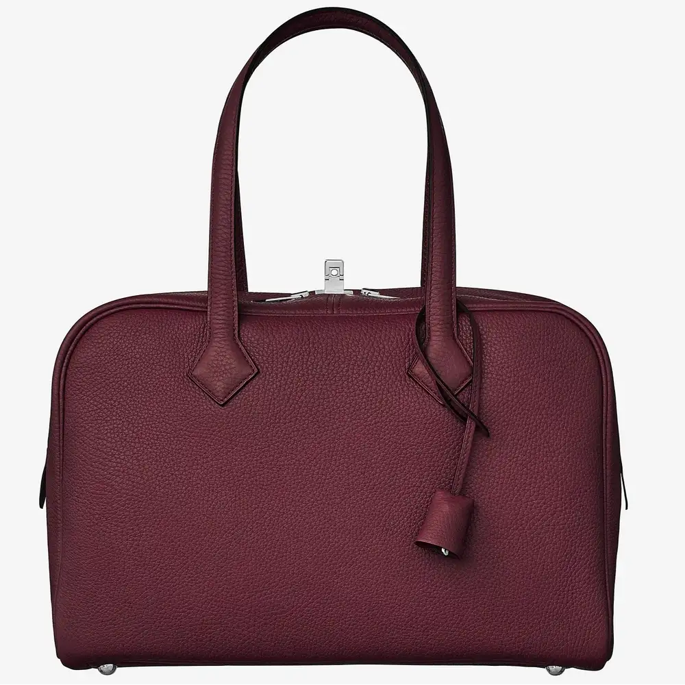 Hermes Victoria II Fourre Tout 35 bag in Clemence Bordeaux