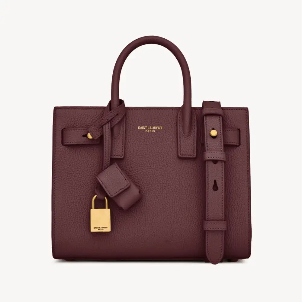 Saint Sac De Jour In Supple Grained Leather Nano Rouge Cabernet
