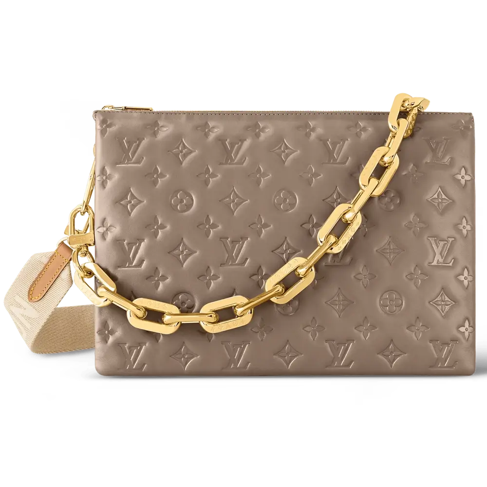 Louis Vuitton Coussin MM Bag in Lambskin Taupe