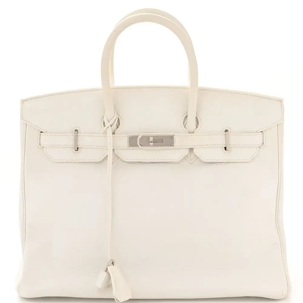 Hermes Birkin 35 Bag in Taurillon Clemence White