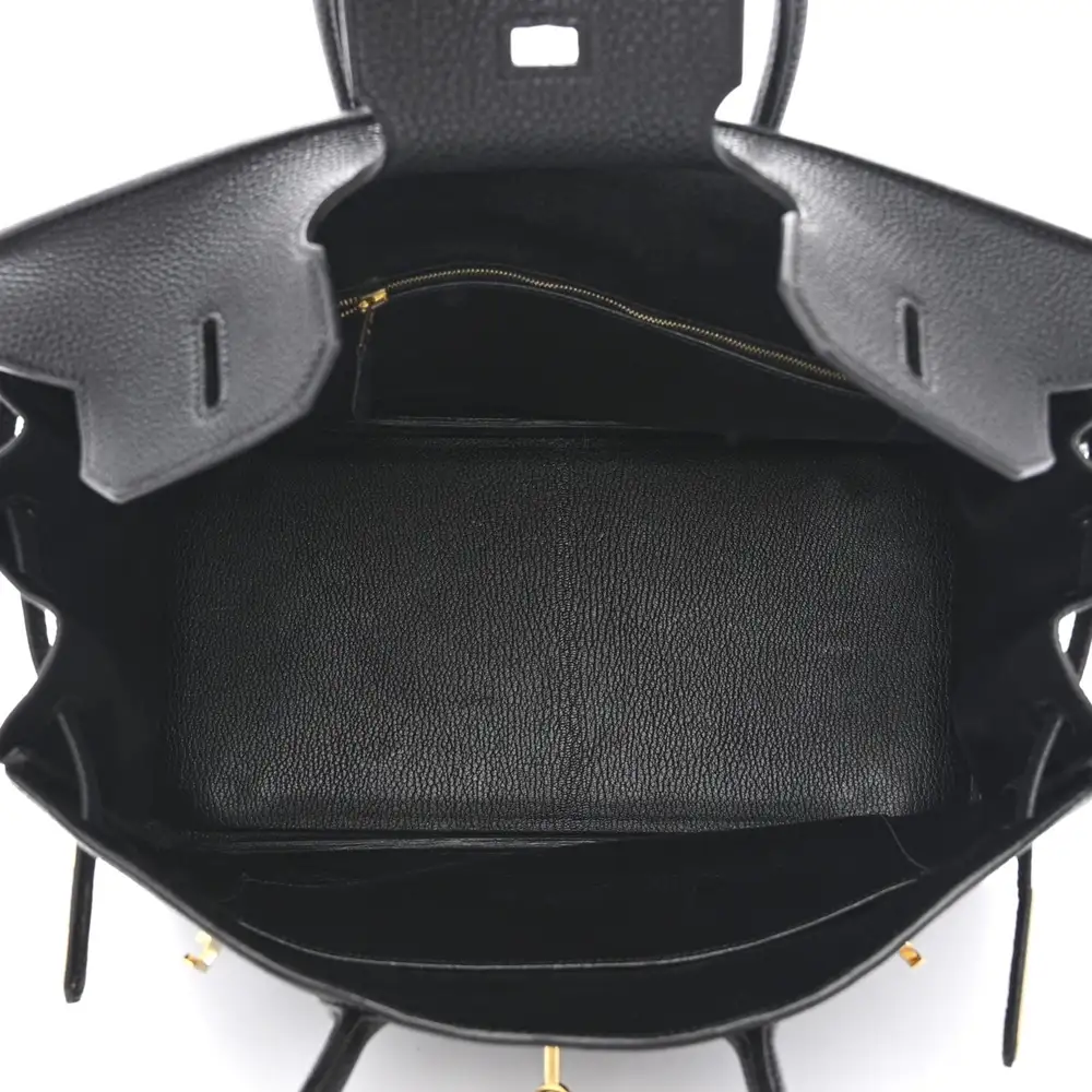 Hermes Birkin 35 Bag in Togo Black Interior pockets