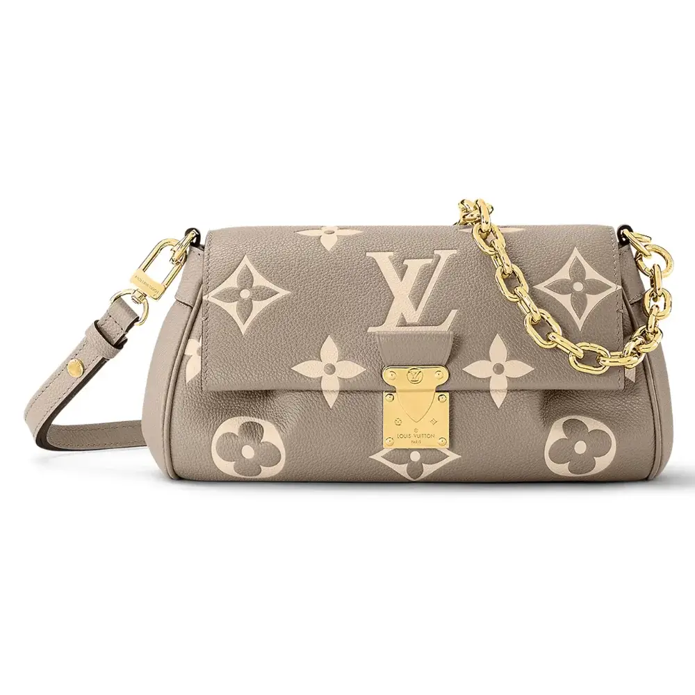 Louis Vuitton Favorite Bag in Bicolor Monogram Empreinte Tourterelle Gray Cream
