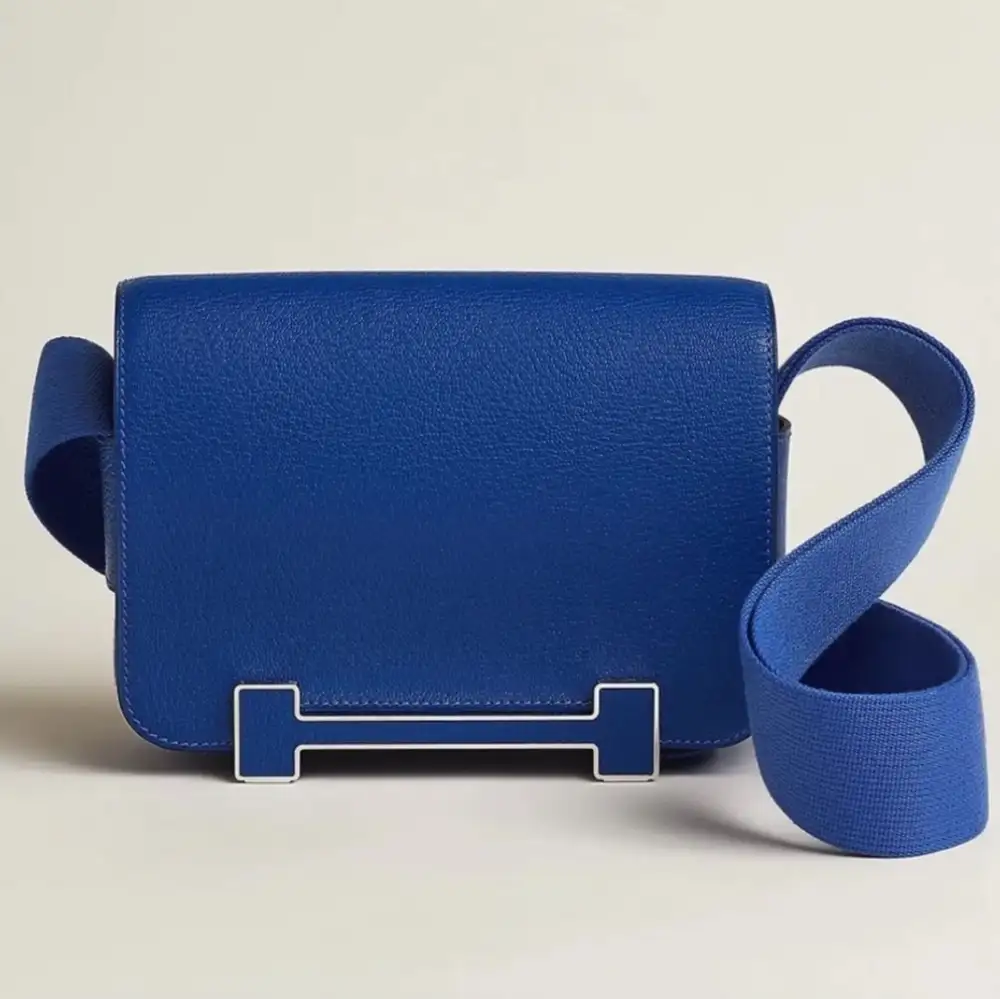 Hermes Geta Bag in Chevre Mysore Bleu Électrique