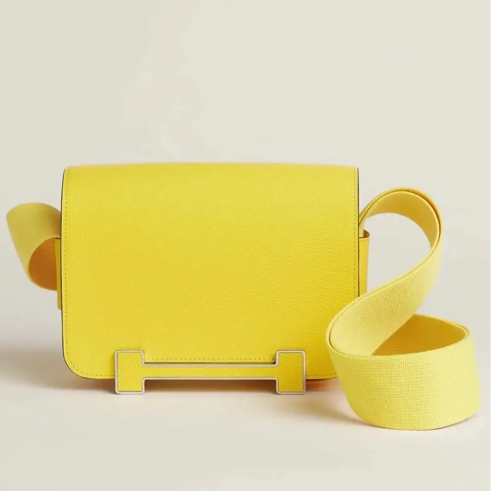 Hermes Geta Bag in Chevre Mysore Jaune Citron New Lime
