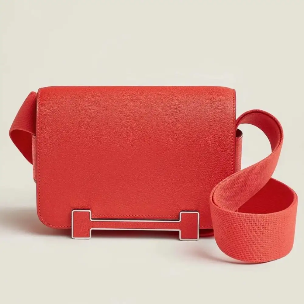 Hermes Geta Bag in Chevre Mysore Rose Texas