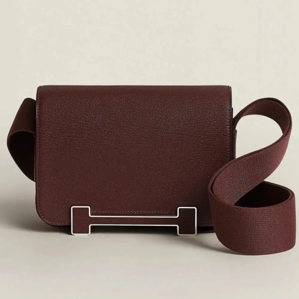 Hermes Geta Bag in Chevre Mysore Rouge Sellier