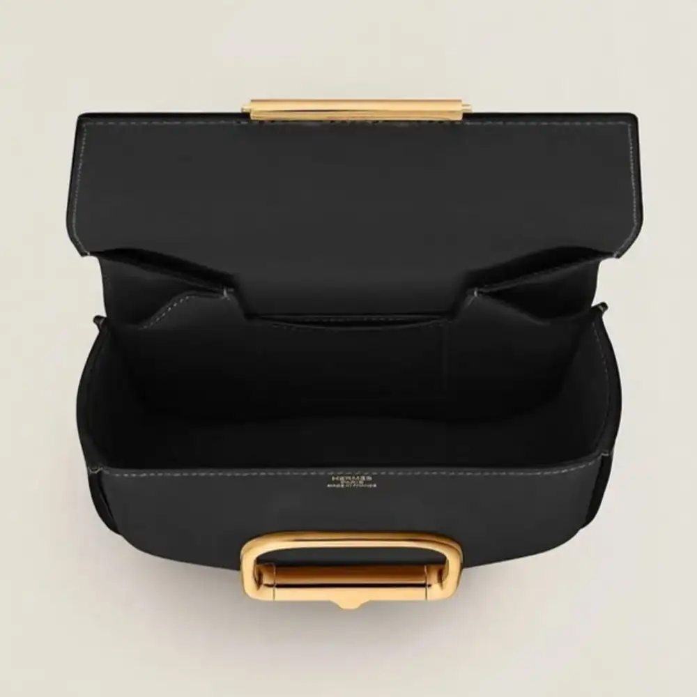 Hermes Della Cavalleria Bag in Tadelakt Noir Interior pockets