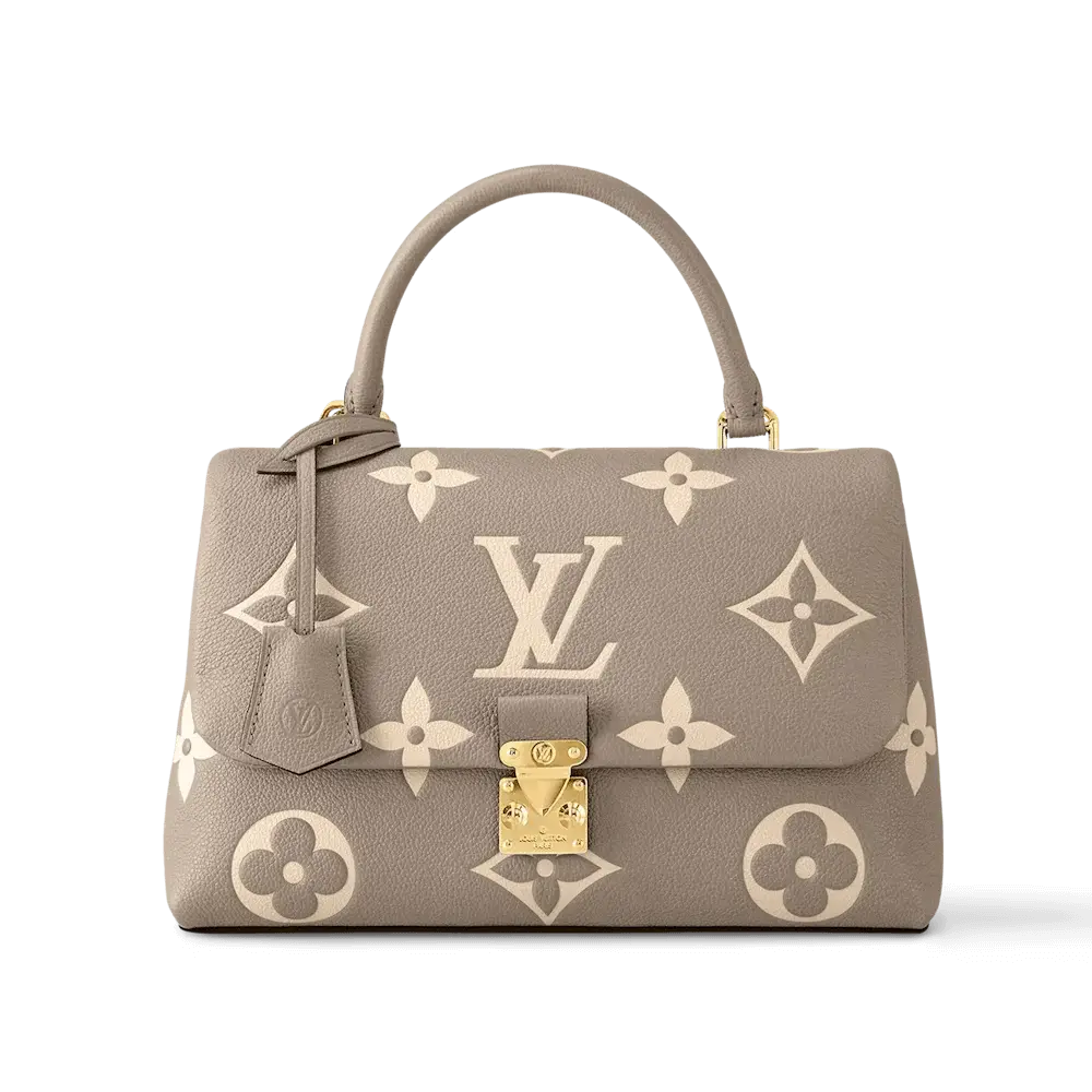 Louis vuitton madeleine mm bicolor monogram empreinte leather handbags Dove Gray Creme Beige