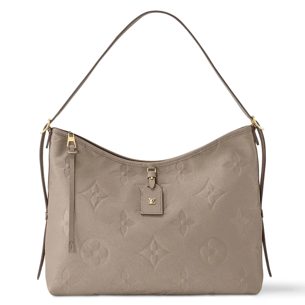 Louis Vuitton CarryAll MM Bag in Monogram Empreinte Tourterelle Gray