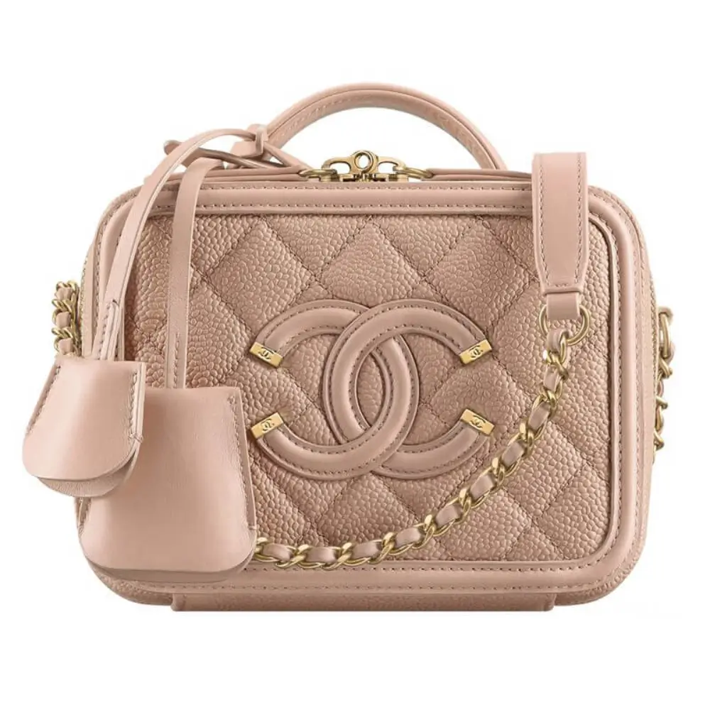 Chanel CC Filigree Vanity Case Beige