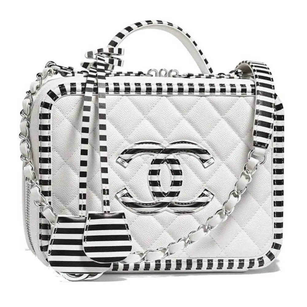 Chanel CC Filigree Vanity Case Black White