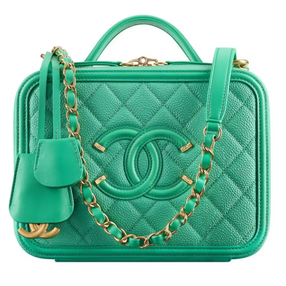 Chanel CC Filigree Vanity Case Green