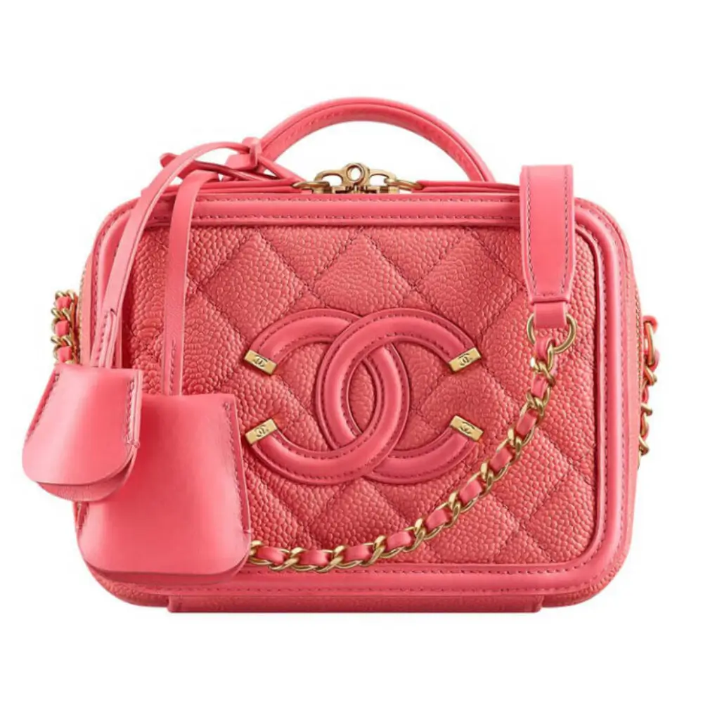 Chanel CC Filigree Vanity Case Red