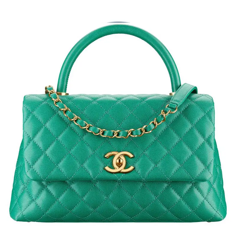 Chanel coco handle bag calfskin greenjpg