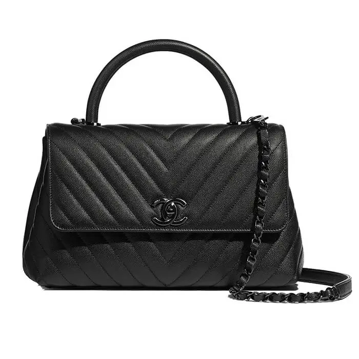 Chanel coco handle bag chevron black