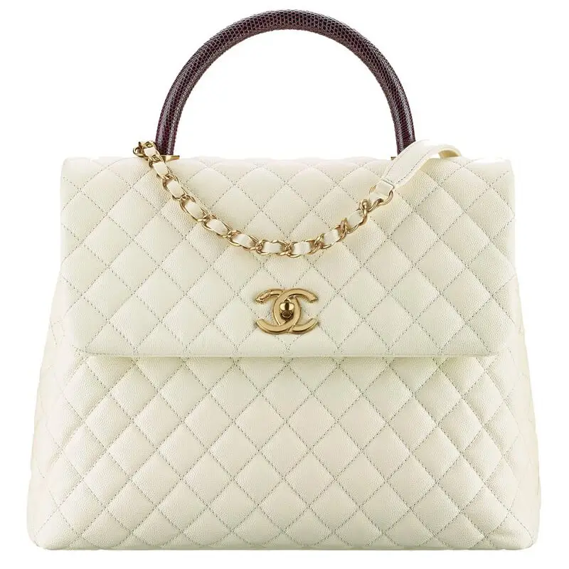 Chanel coco handle bag maxi white