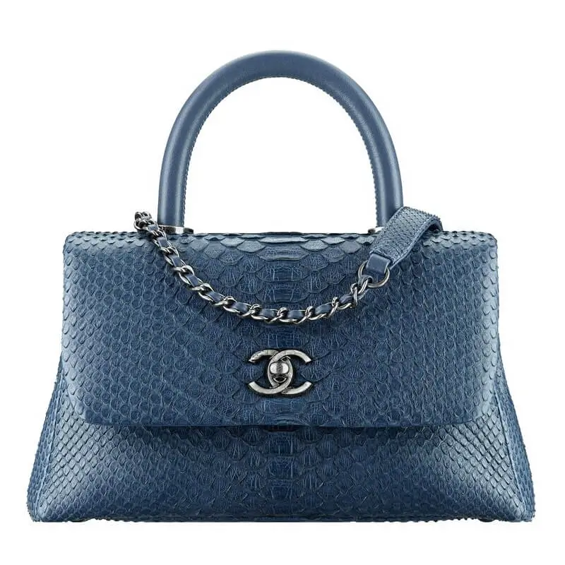 Chanel coco handle bag python bluejpg