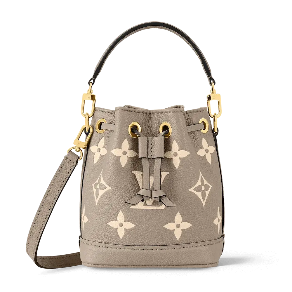 Louis Vuitton Nano Noé Bicolor Monogram Empreinte Leather Tourterelle Gray Cream