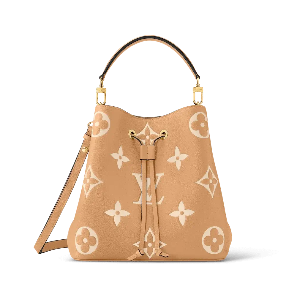 Louis Vuitton Néonoé MM Bicolor Monogram Empreinte Leather Bag Arizona Beige Cream