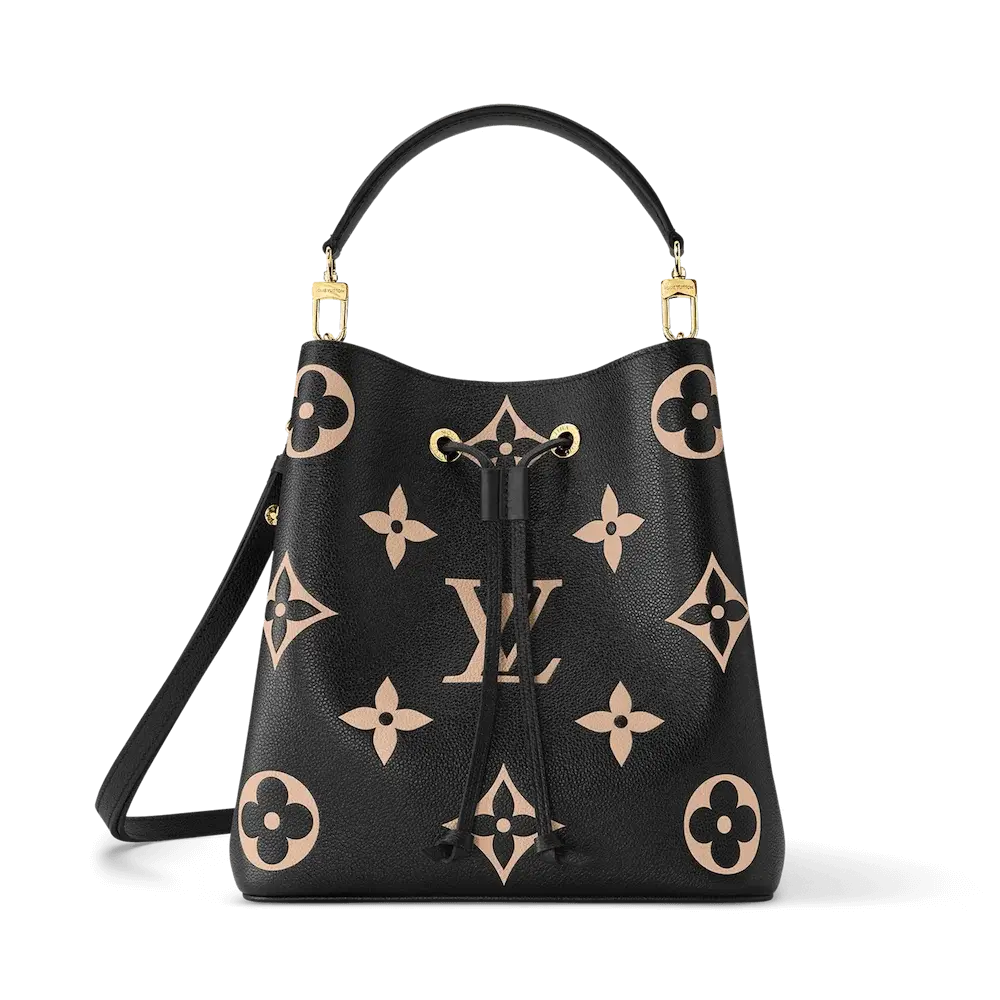 Louis Vuitton Néonoé MM Bicolor Monogram Empreinte Leather Bag Black Beige