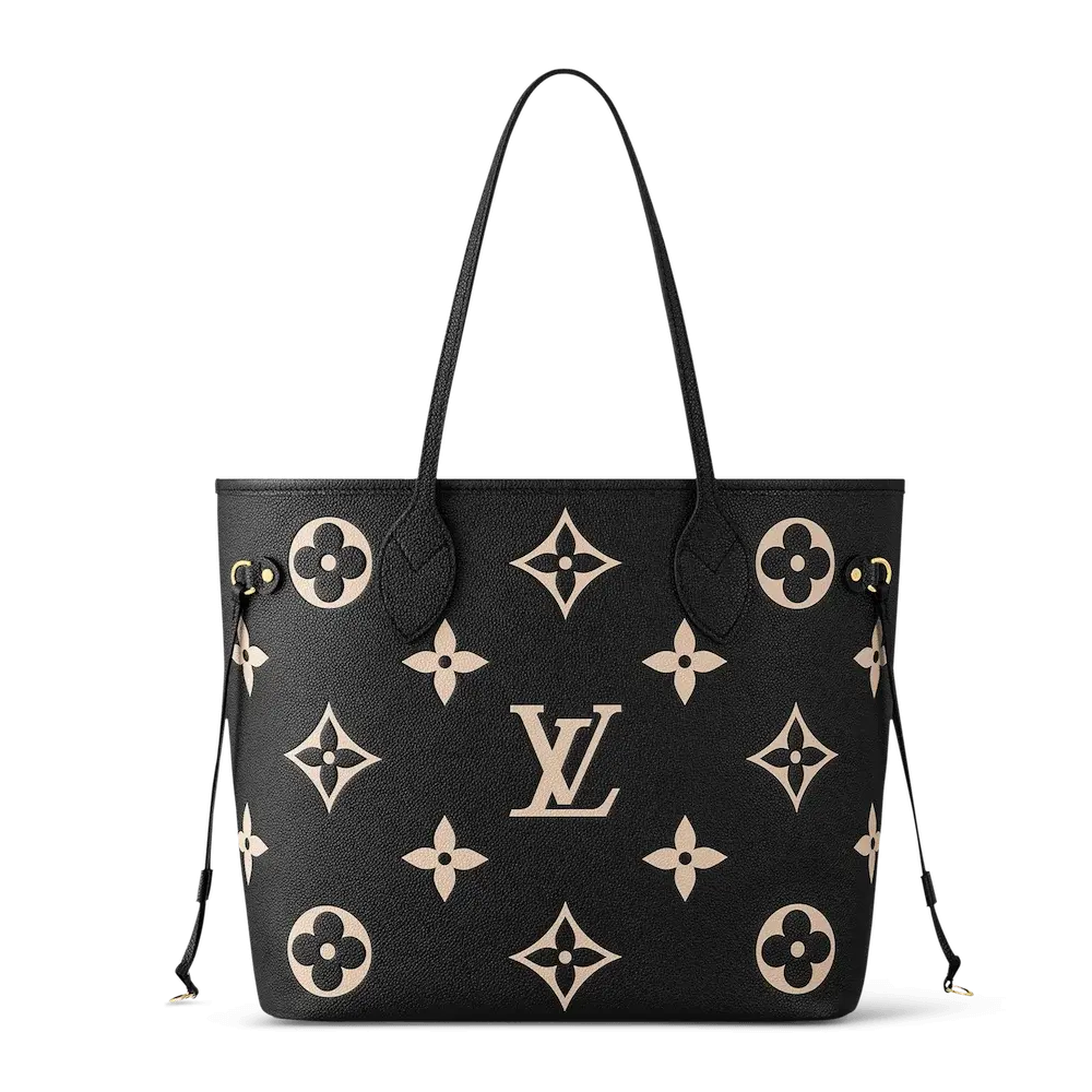 Louis Vuitton Neverfull MM Bag in Bicolor Monogram Empreinte Black Beige