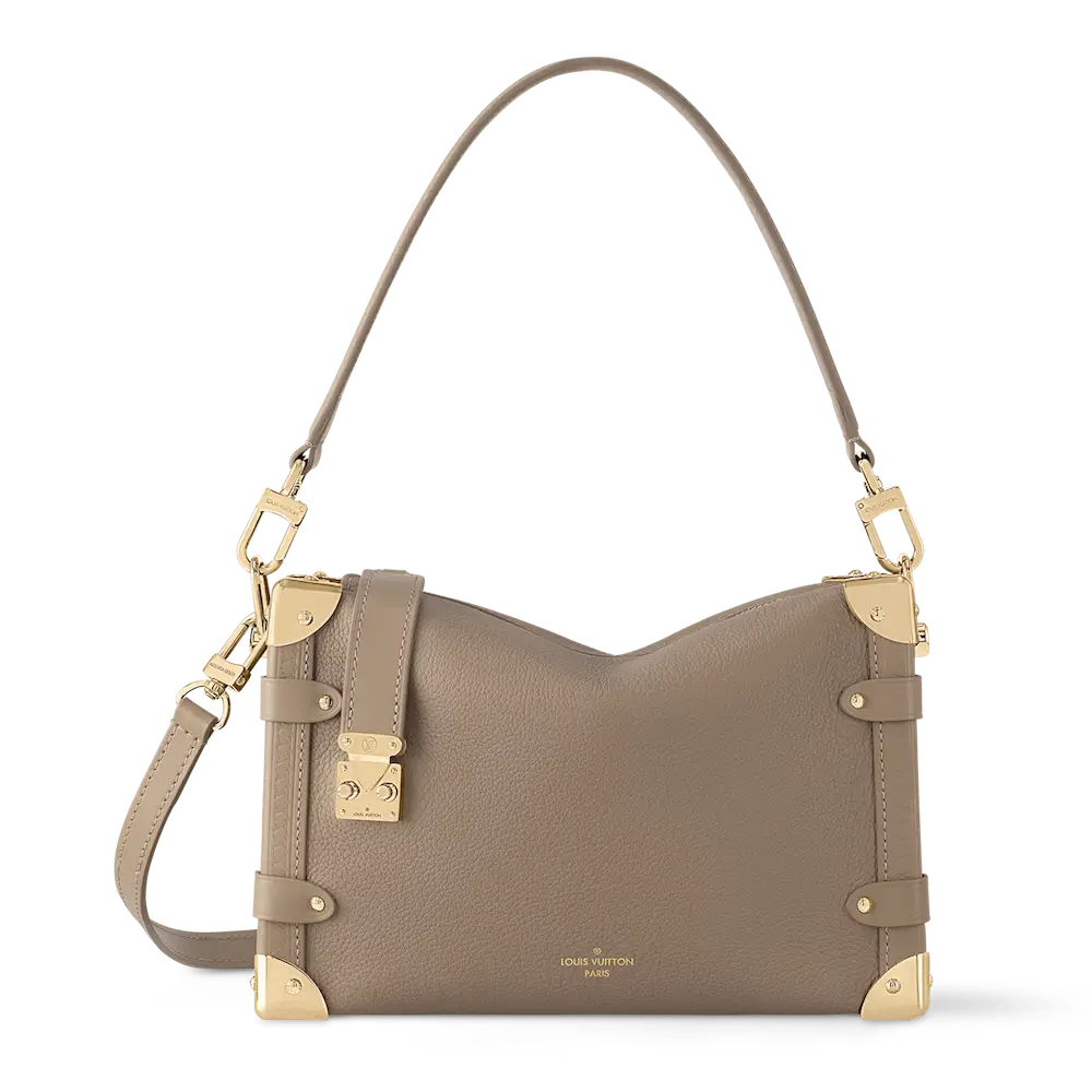 Louis Vuitton Side Trunk MM Bag in Calf Leather Taupe 2