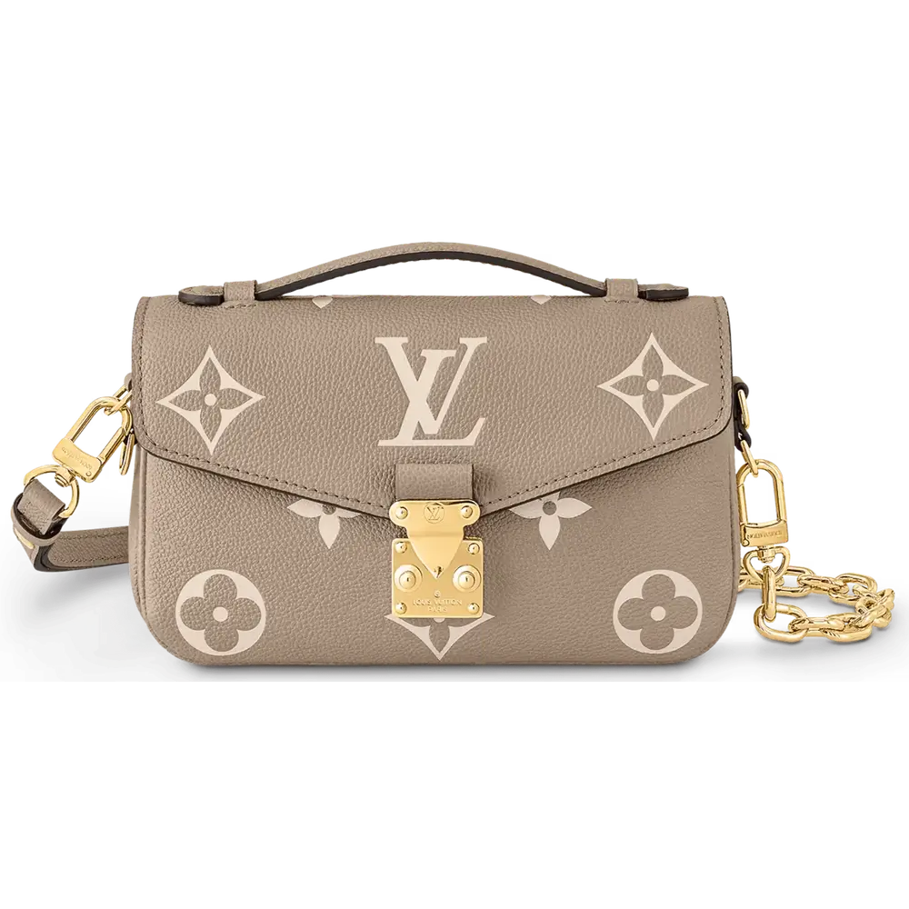 Louis Vuitton Pochette Metis East West Bag in Bicolor Monogram Empreinte Dove Cream