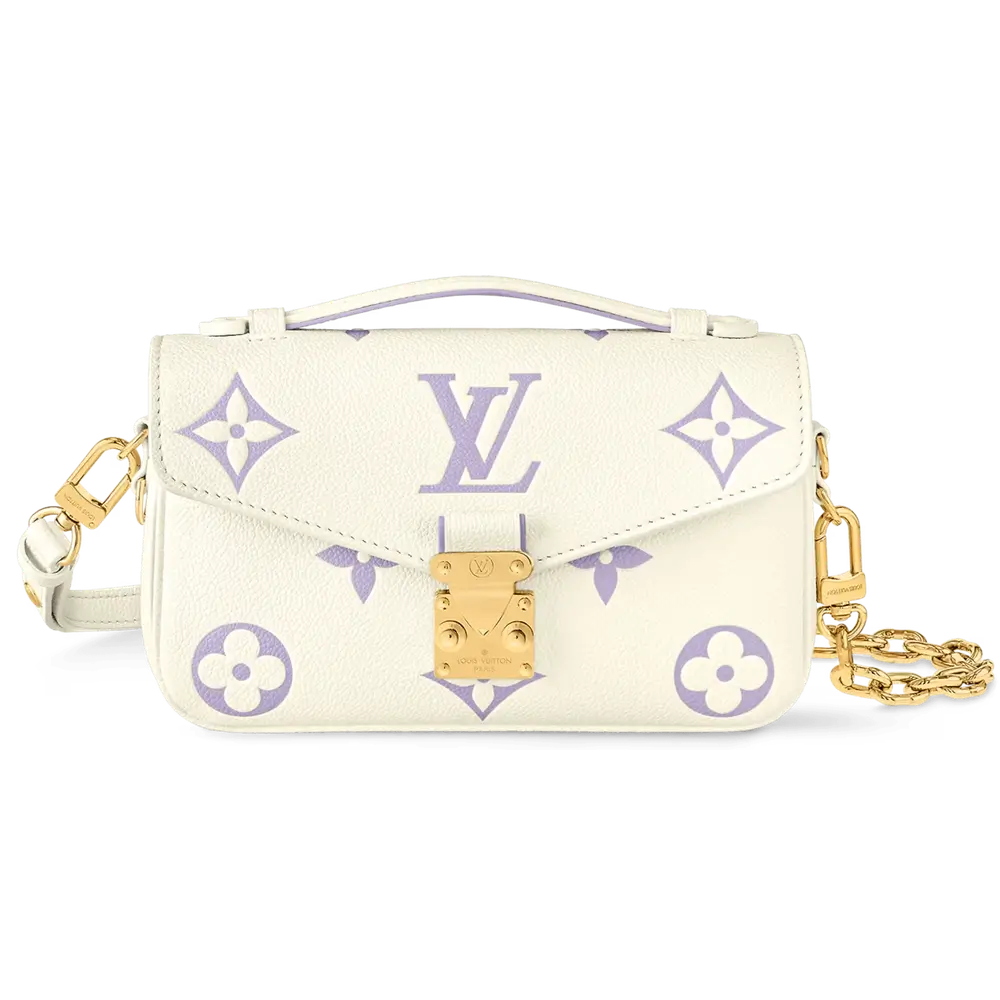 Louis Vuitton Pochette Metis East West Bag in Bicolor Monogram Empreinte Latte Bubble Tea Purple