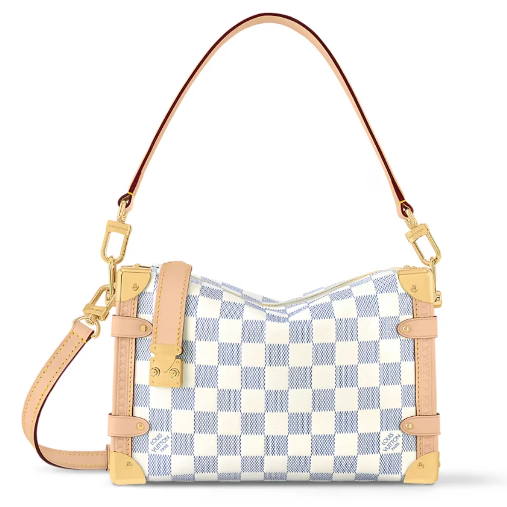 Louis Vuitton Side Trunk MM Bag in Damier Vernis Celeste Blue