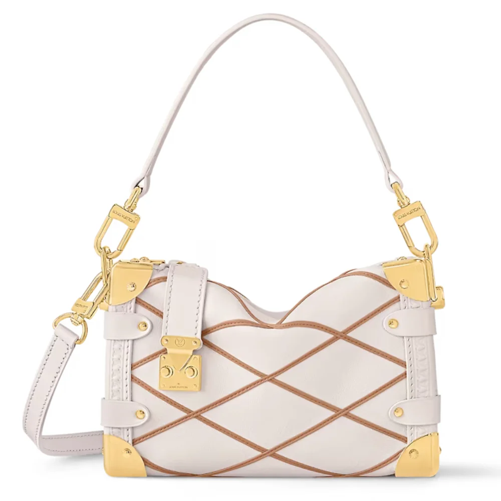 Louis Vuitton Side Trunk PM Bag in Malletage Crème Beige Chestnut Brown