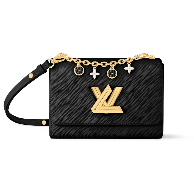 Louis Vuitton Twist MM Bag Monogram Flowers Chain Epi Black
