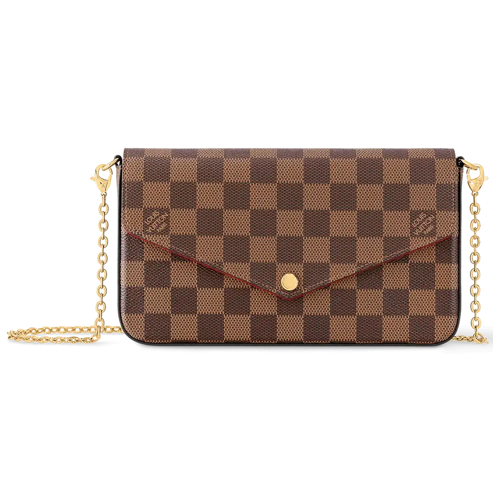 Louis Vuiton Felicia Pochette in Damier Ebene Canvas Cerise Red