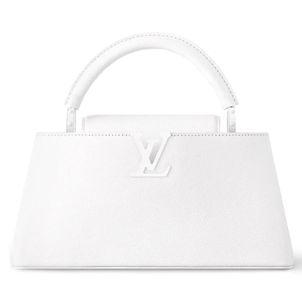 Louis Vuitton Capucines East West MM All Black Bag in Matte Taurillon Optic White