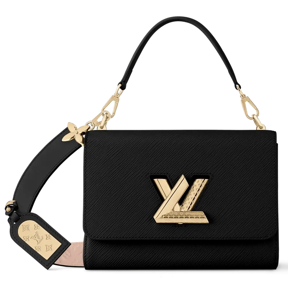 Louis Vuitton Twist MM Bag With Monogramed Mirror Strap in Epi Leather Black