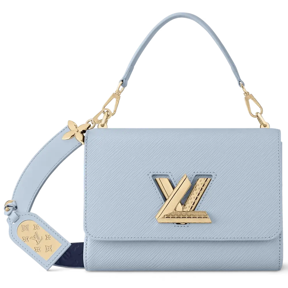 Louis Vuitton Twist PM Bag With Monogramed Mirror Strap in Epi Leather Washed Blue
