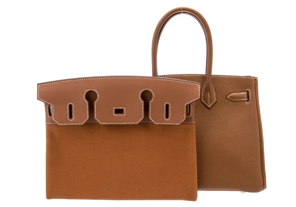 Hermes 3 En 1 Birkin 30 Bag in Togo Swift Canvas Gold Front Image