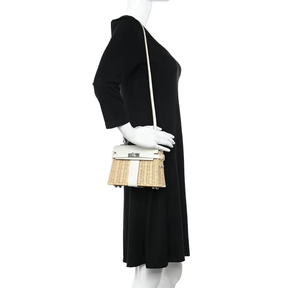 Hermes Mini Kelly Picnic Bag in Wicker Swift Model shots