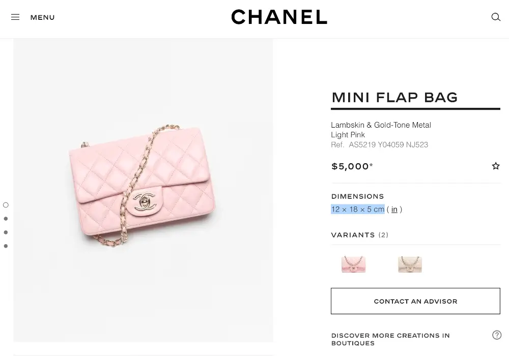 chanel mini flap bag website