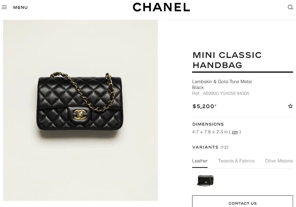 chanel new mini classic flap bag website