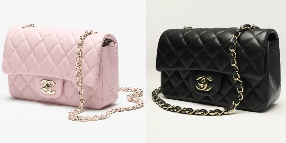 chanel new mini classicflap bag vs new mini flap bag front