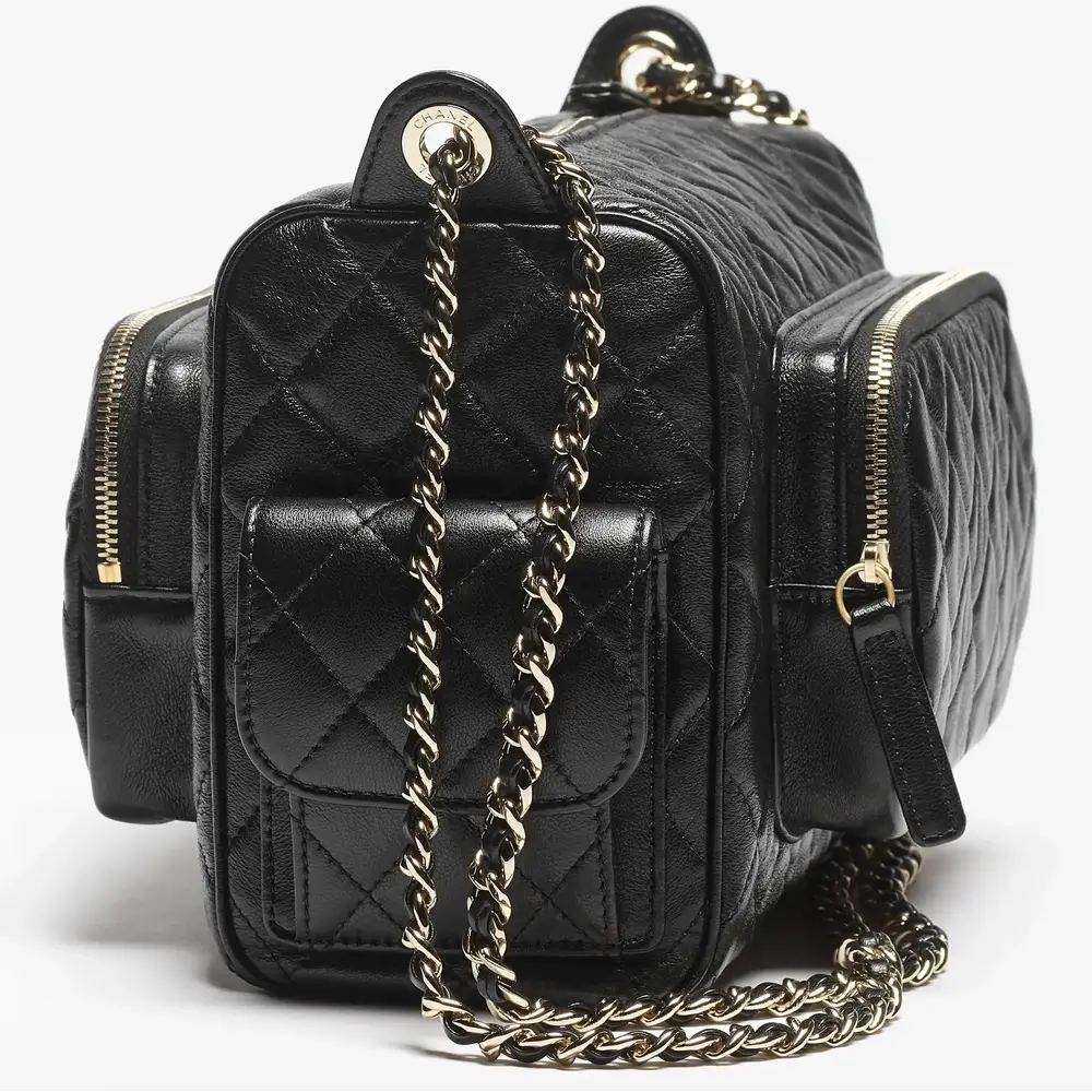 Chanel Camera Case in Shiny Crumpled Lambskin Black